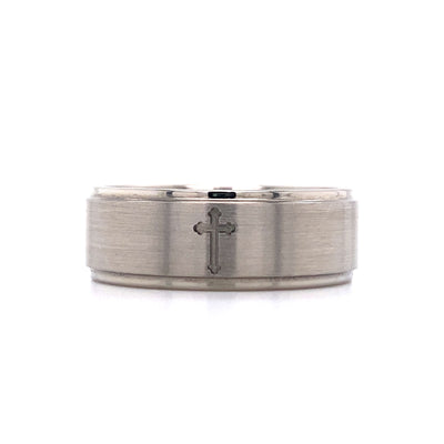 Fancy 8mm Cross Wedding Band in Titanium