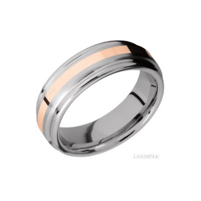 Fancy 6mm Wedding Band in Titanium and Rose Gold