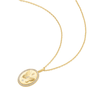 Halo Butterfly Pendant in Yellow Gold by Ania Haie