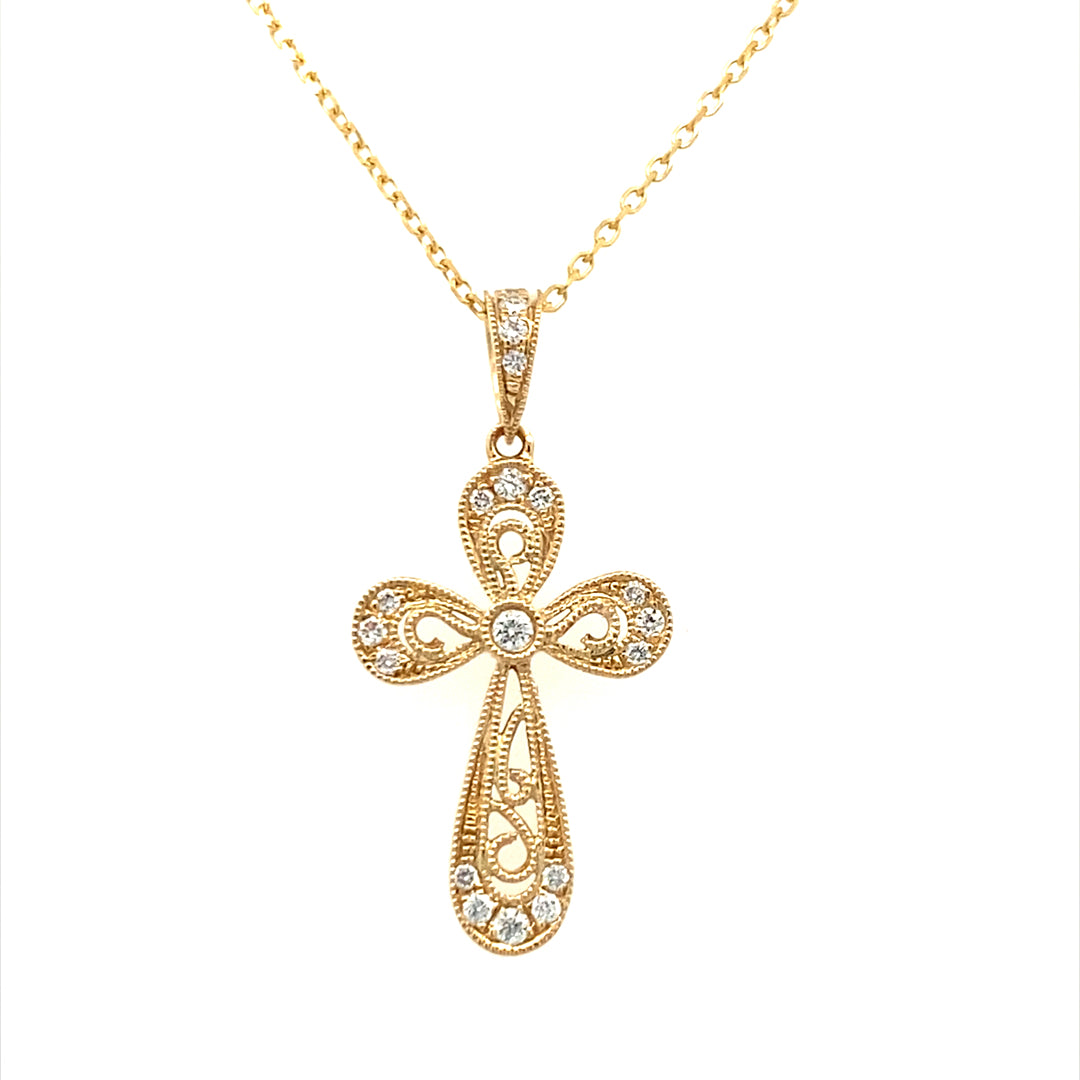 14 Karat Religious Diamond Cross Pendants TPU5895N
