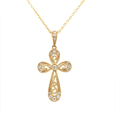 14 Karat Religious Diamond Cross Pendants TPU5895N