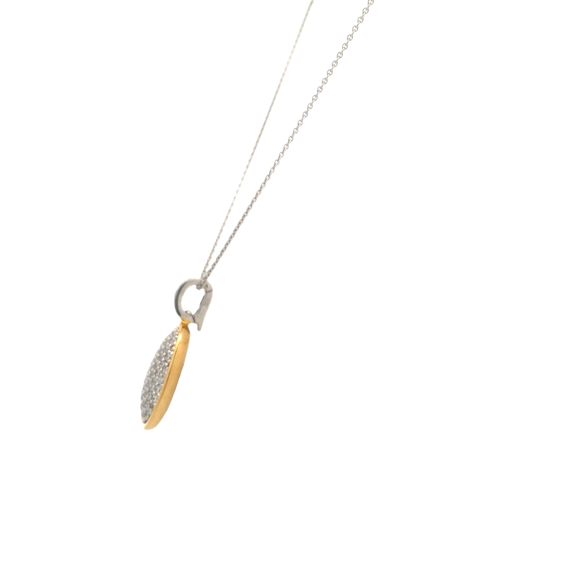 CZ Teardrop Pendant in Silver and Yellow Gold Plating by Ti Sernto Milano with 18" Chain