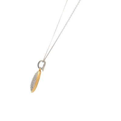 CZ Teardrop Pendant in Silver and Yellow Gold Plating by Ti Sernto Milano with 18" Chain