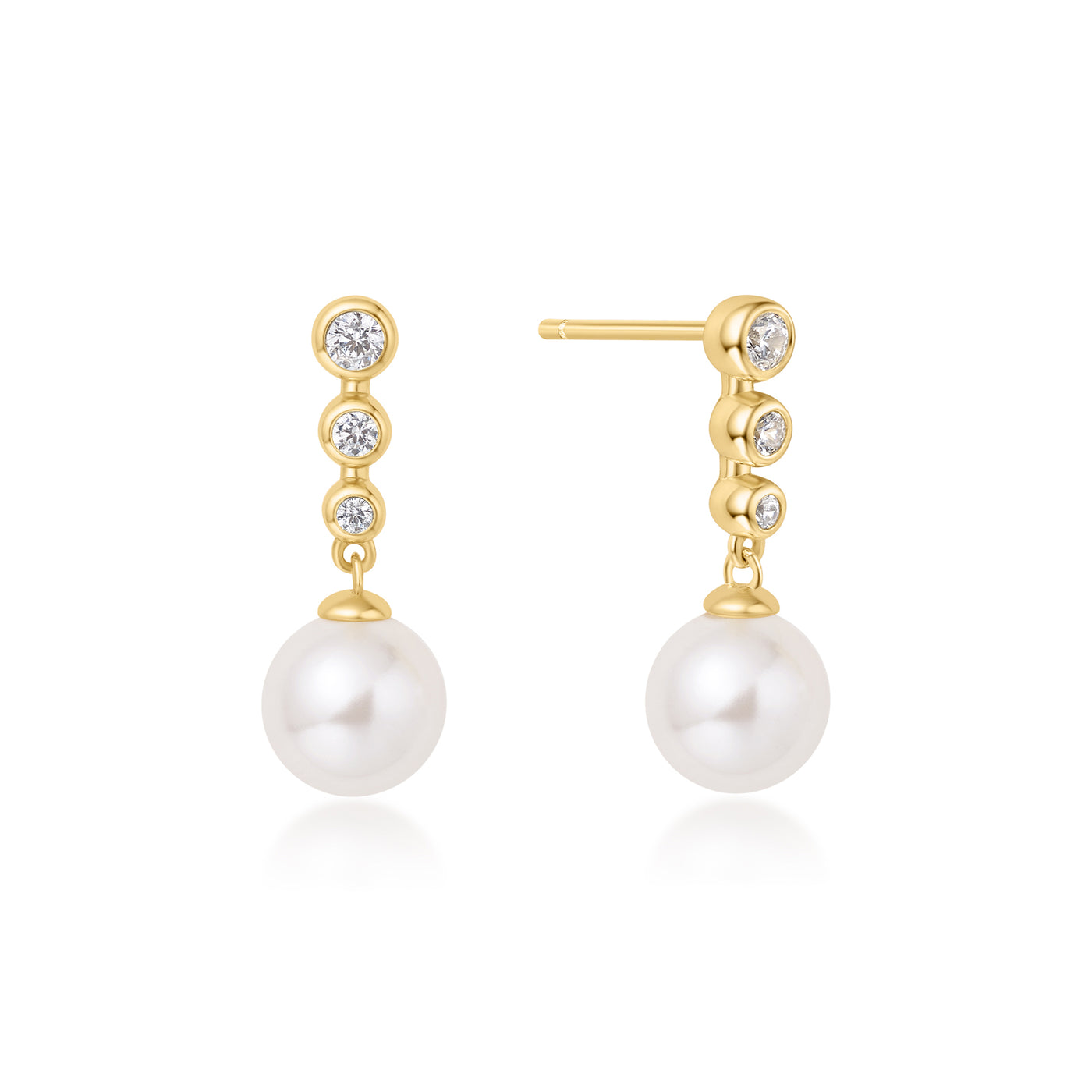 Pearl Drop Studs in Yellow Gold by Ania Haie