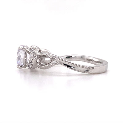 Round Diamond Side Stone Engagement Ring in White Gold by Zeghani