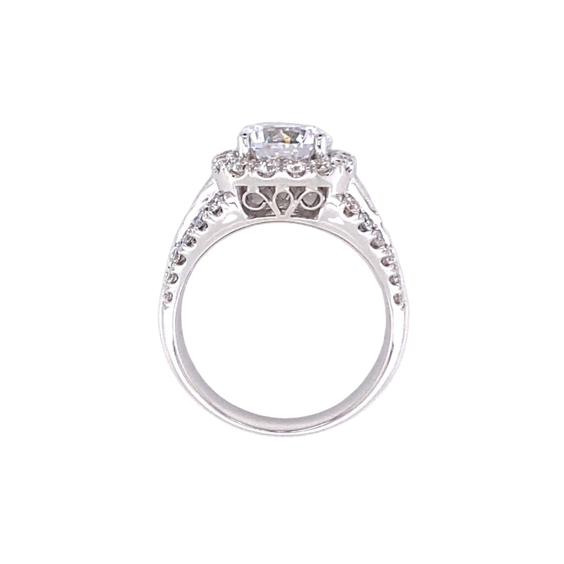 Zeghani 14 Karat Side Stones Round Shape Engagement Ring ZR1475