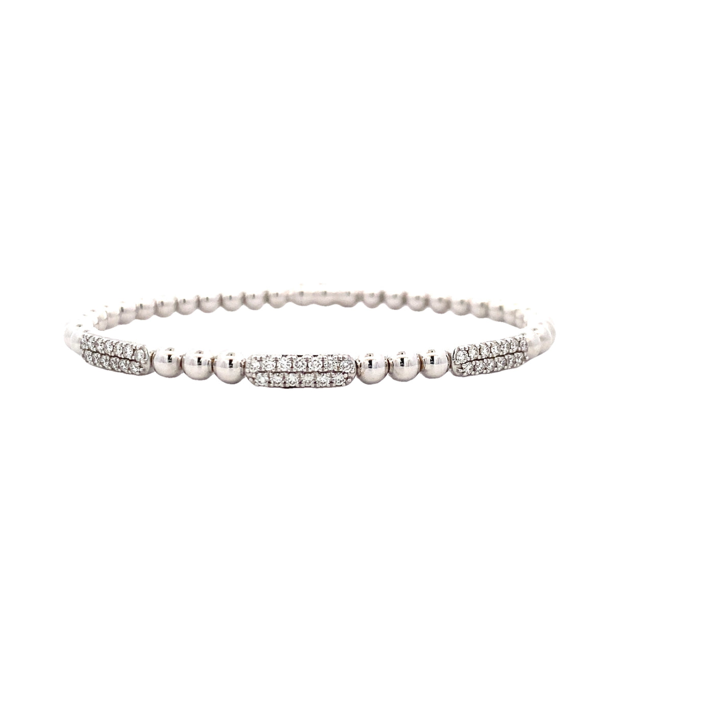Two Row Station Diamond Bujukan Bangle in White Gold by Gabriel & Co.