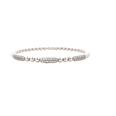 Two Row Station Diamond Bujukan Bangle in White Gold by Gabriel & Co.
