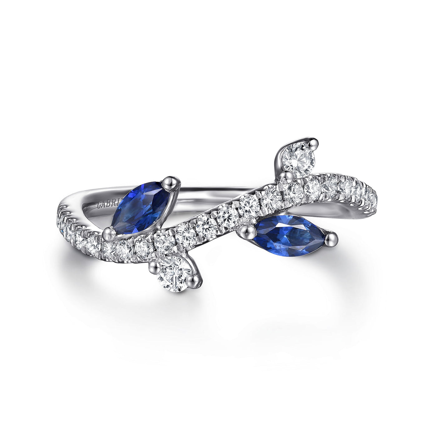 14K White Gold .30CTW Sapphire and .30CTW Diamond Ring by Gabriel & Co.