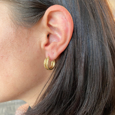 ESTATE Textured Huggies in Yellow Gold