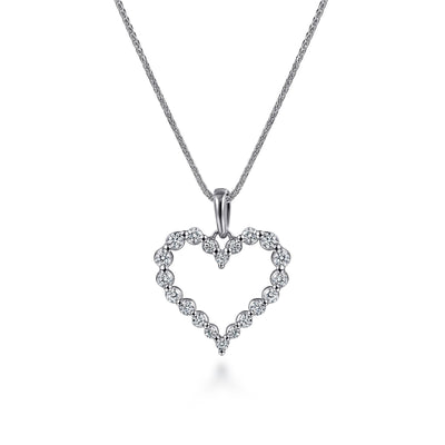 Diamond Heart Pendant in White Gold by Gabriel & Co.