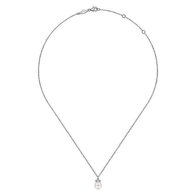 Gabriel & Co. 14 Karat White Gold Drop Pearl Necklace NK6494w45pl