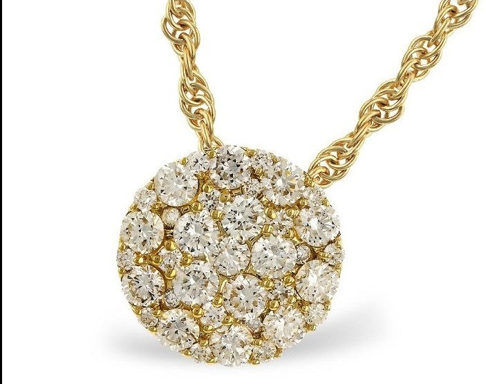 Diamond Cluster Pendant in Yellow Gold by Allison Kaufman Co.