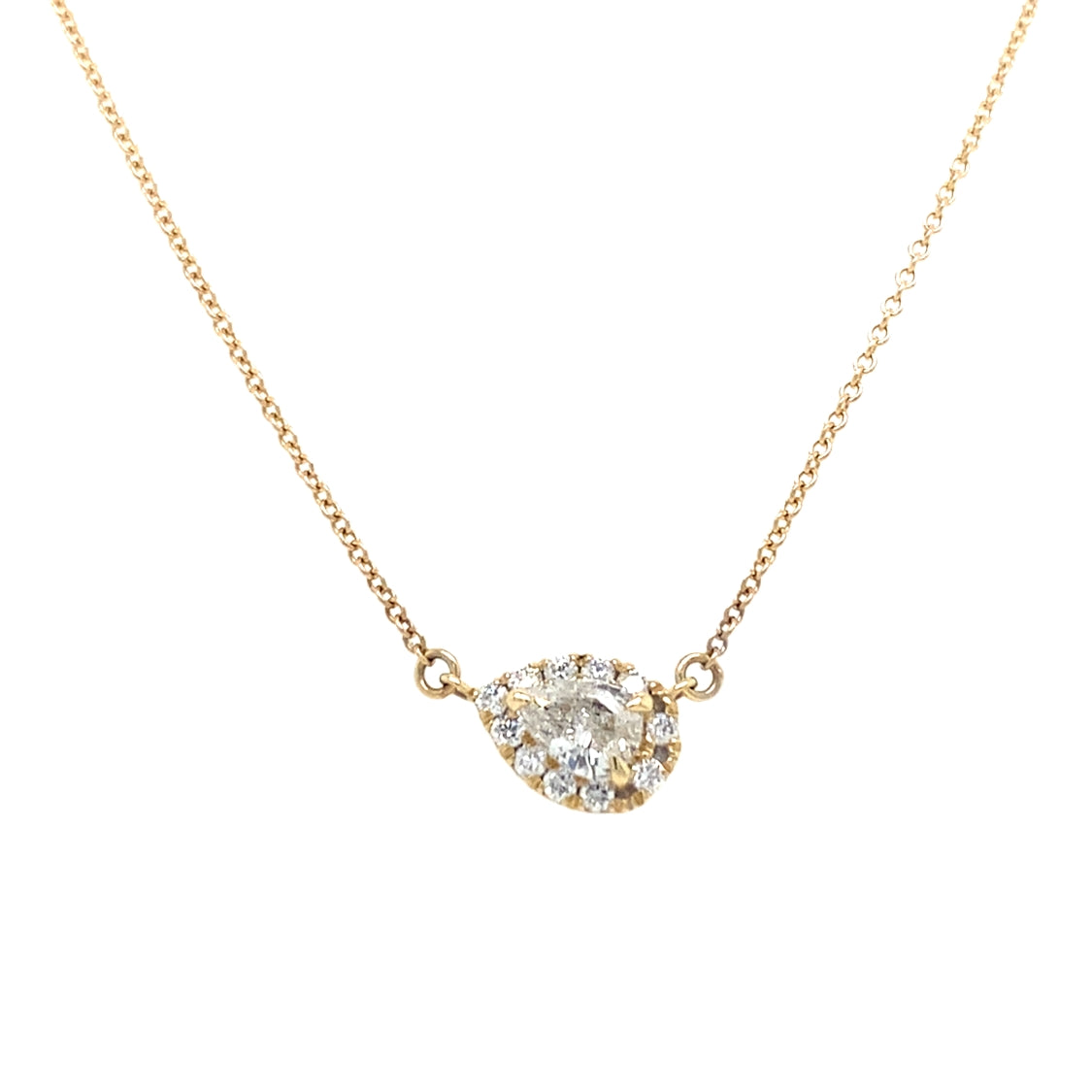 Diamond Pear-shaped Necklace in Yellow Gold by B&C