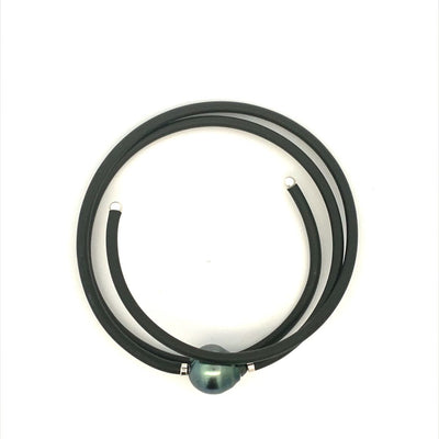 Silver Tahitian Pearl and Rubber Bracelet SCT13BT