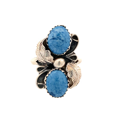 ESTATE Floral Turquoise RIng in Silver