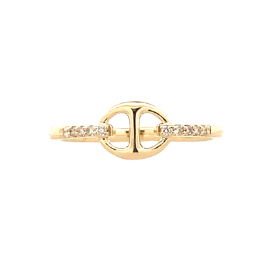Diamond Link Ring in Yellow Gold