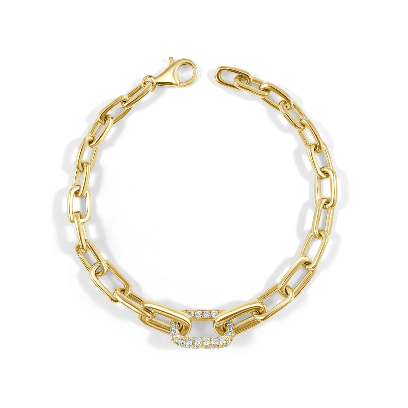Diamond Link Bracelet in Yellow Gold