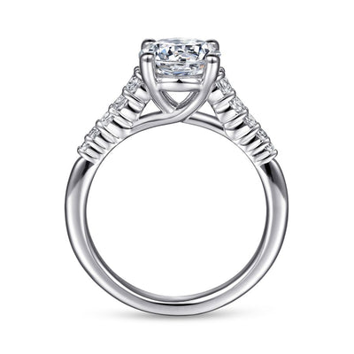 Gabriel & Co. 14 Karat Side Stones Round Diamond Engagement Ring ER11755R6W44JJ