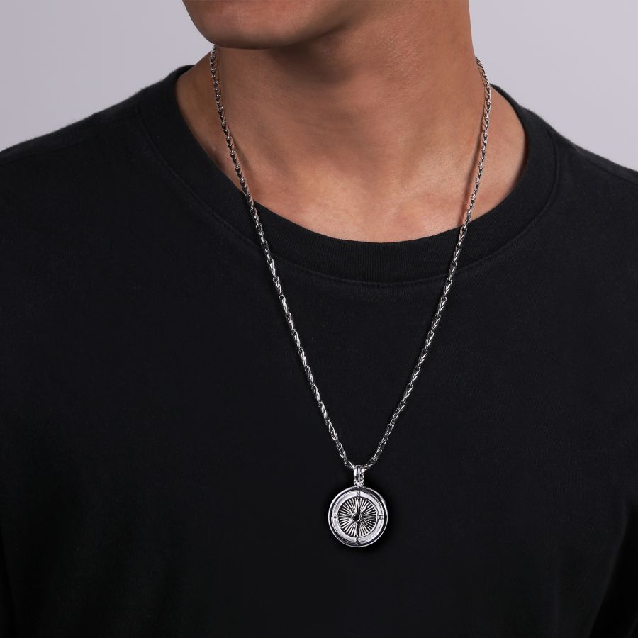Compass Pendant in Silver by Gabriel & Co.