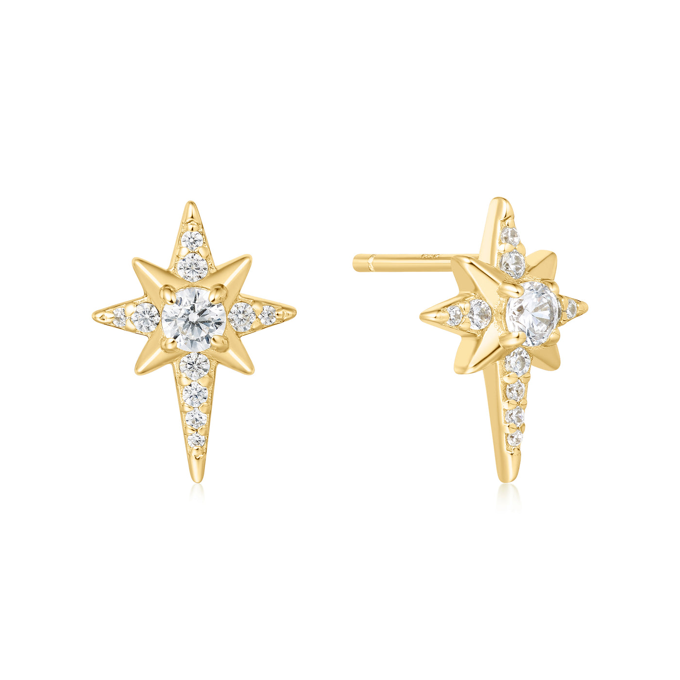 8 Point Star Studs in Yellow Gold by Ania Haie