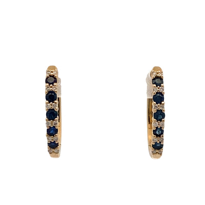 Sapphire and Diamond Hoops in Yellow Gold by Allison Kaufman