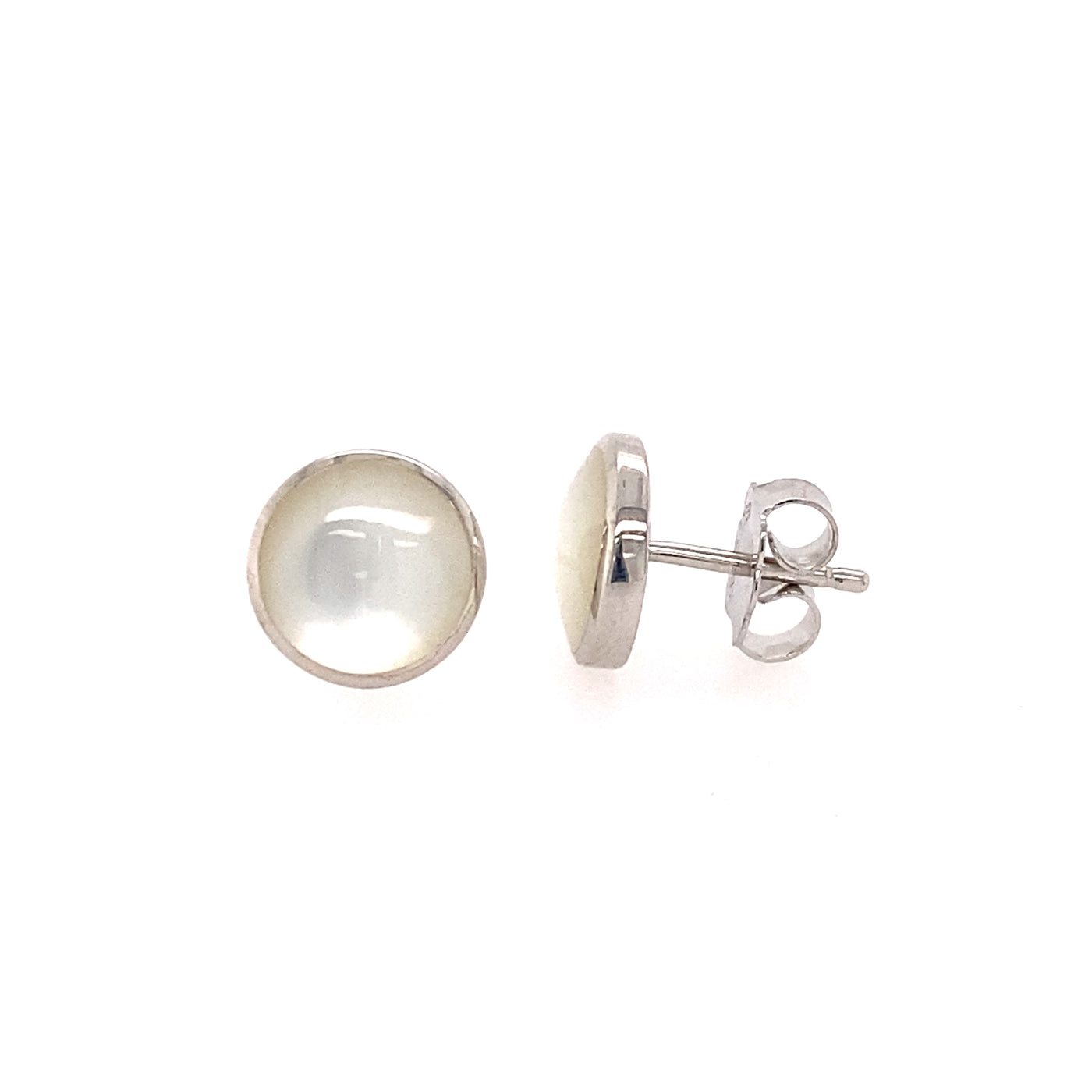 Kabana Silver Mother-of-Pearl Disc Stud Earrings R-CHE344MW
