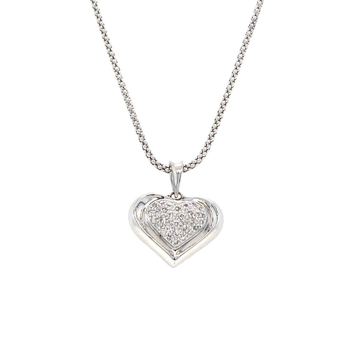 ESTATE Diamond Heart Pendant in White Gold