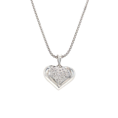 ESTATE Diamond Heart Pendant in White Gold
