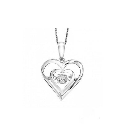 Diamond Rhythm of Love Heart Pendant in Silver