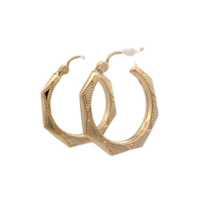 ESTATE Textured Hoops in Yellow Gold