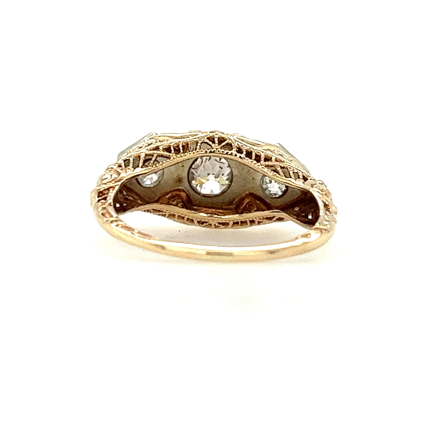 Estate14 Karat Yellow Gold Vintage Inspired Diamond Ring