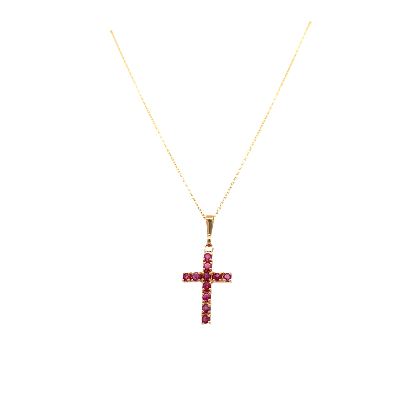 ESTATE Ruby Cross in Yellow Gold