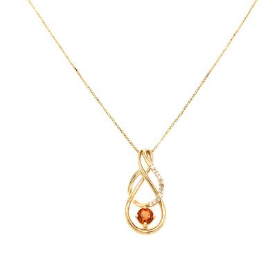 ESTATE Citrine and Diamond Pendant in Yellow Gold