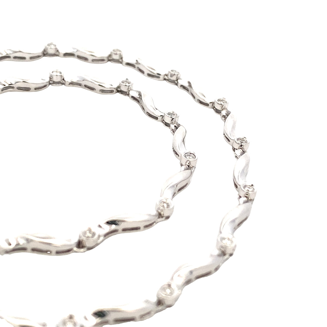 ESTATE Diamond Station Necklace in White Gold