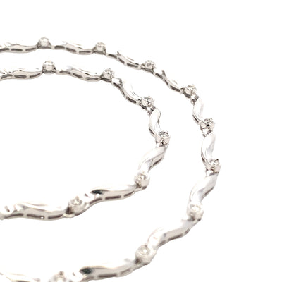 ESTATE Diamond Station Necklace in White Gold