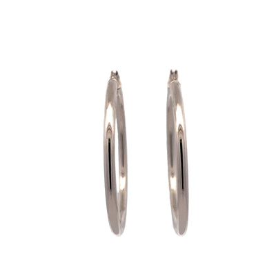 Large Tube Hoops in Silver