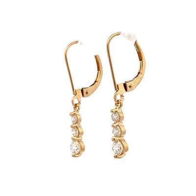 ESTATE Graduating Diamond Drop Earrings in Yellow Gold