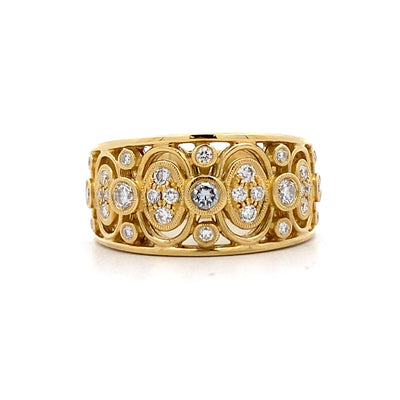 Estate Simon G Vintage Inspired Diamond Ring in Yellow Gold
