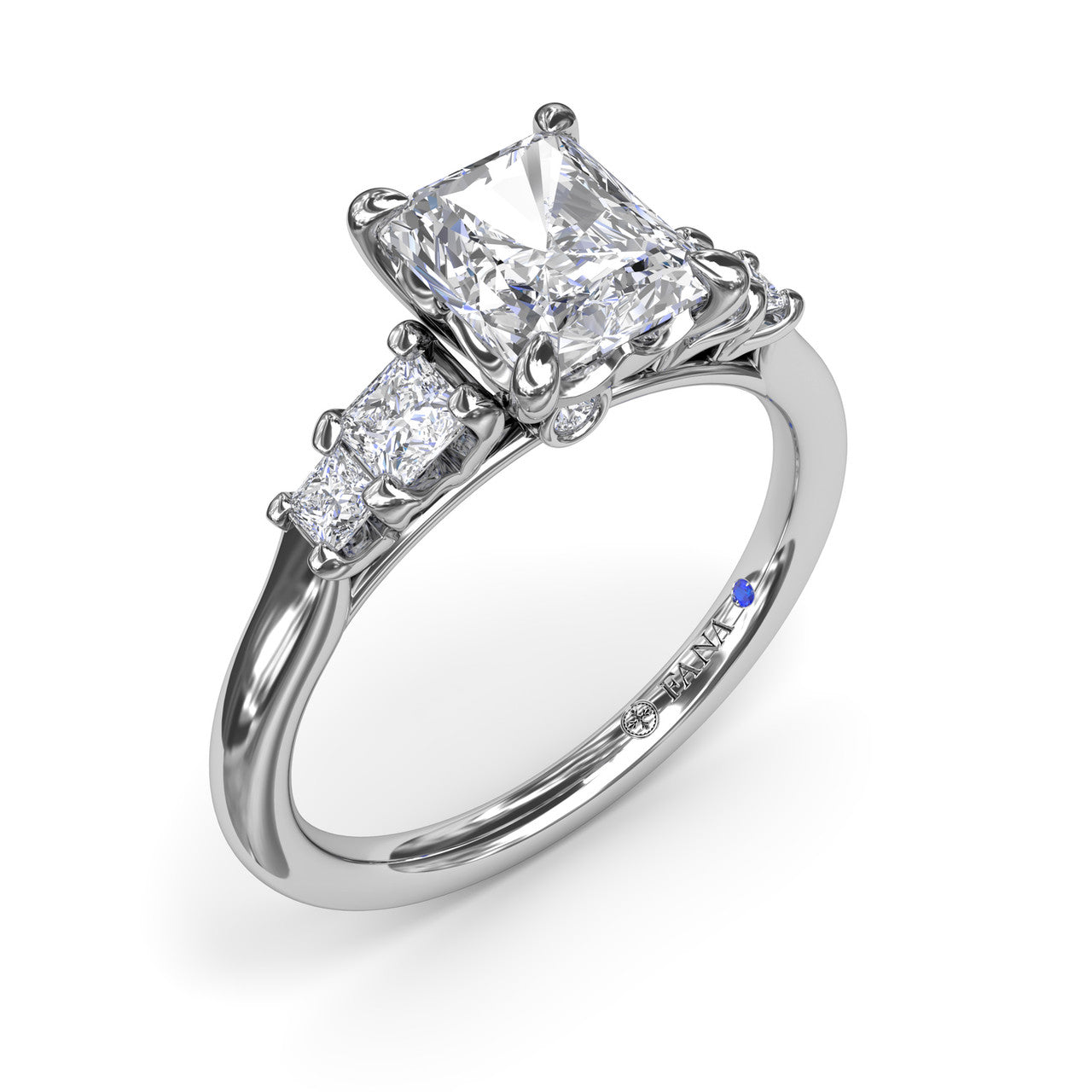 1.50ct Princess Cut CZ Engagement RIng with Side Stones in White Gold by Fana