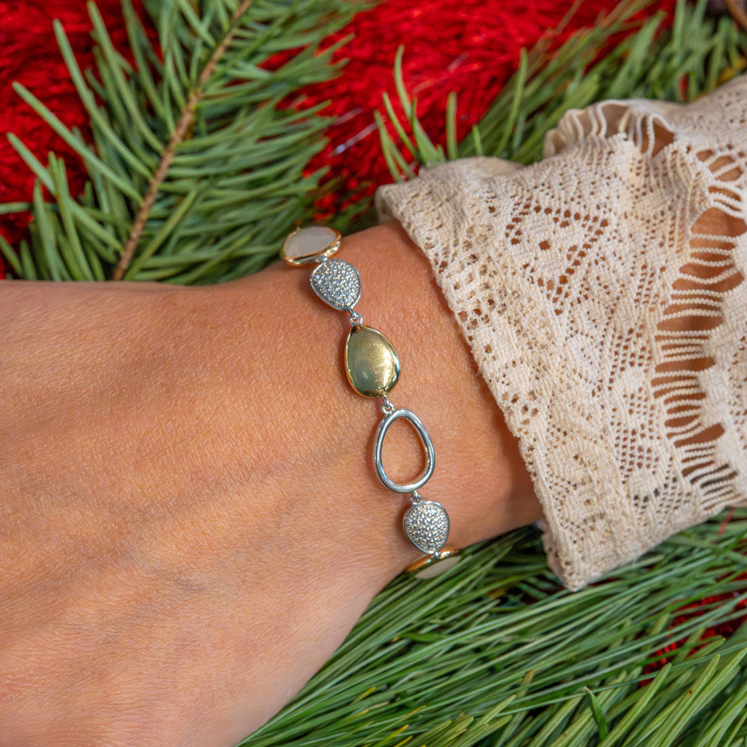 CZ Link Bracelet in Silver with Gold Plating by Ti Sento Milano