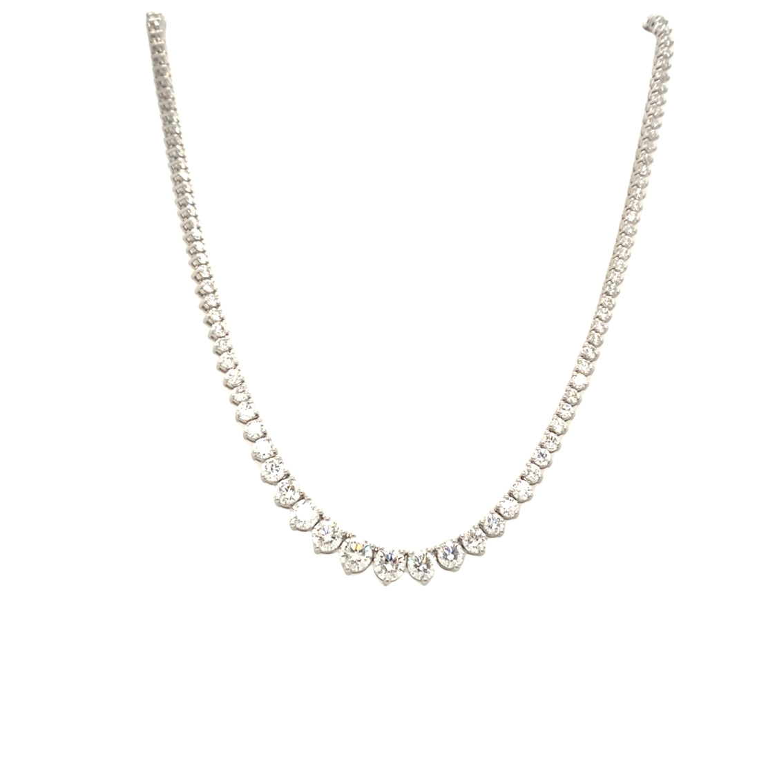 Lab Grown Graduating Diamond Line Necklace in White Gold