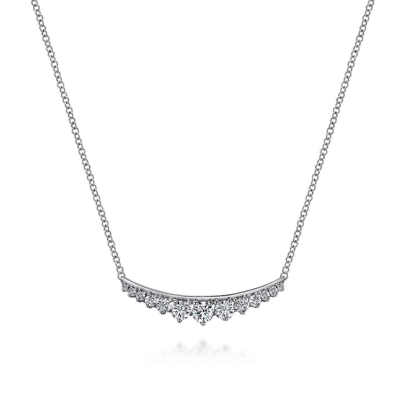 Diamond Curved Bar Necklace in WHite GOld by Gabriel & Co.
