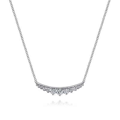 Diamond Curved Bar Necklace in WHite GOld by Gabriel & Co.