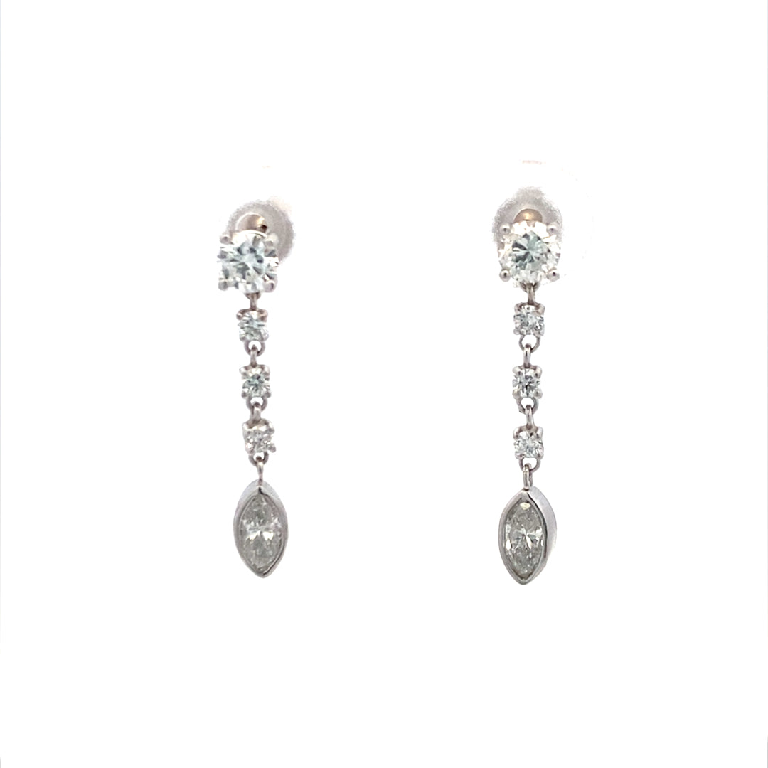 3/4 CTW Diamond Droplet Earrings in White Gold by B&C