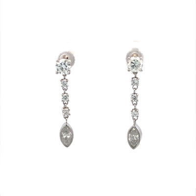 3/4 CTW Diamond Droplet Earrings in White Gold by B&C