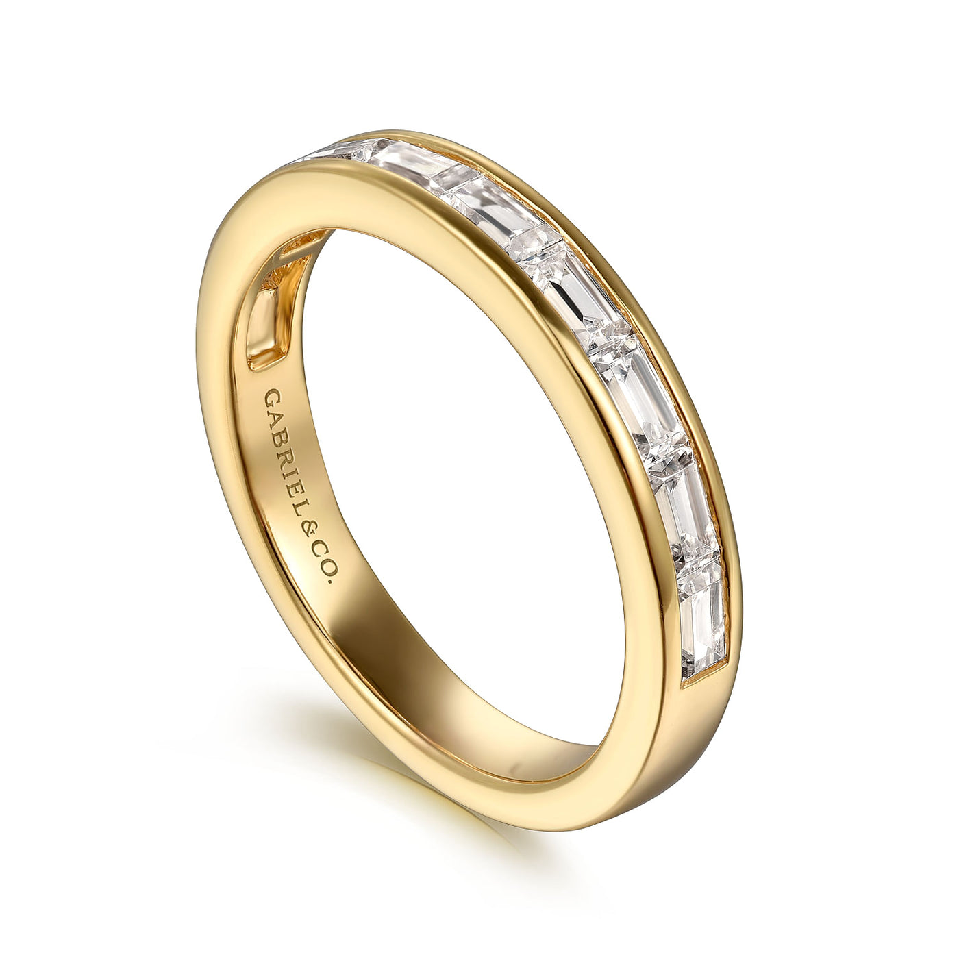 Baquette Diamond Band in Yellow Gold by Gabriel & Co.