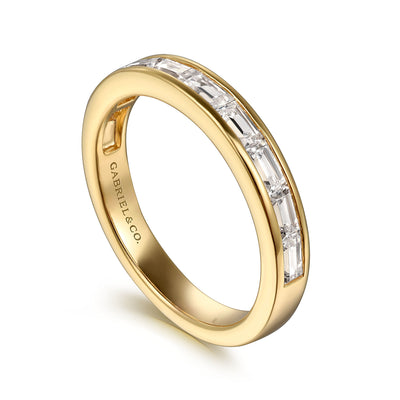Baquette Diamond Band in Yellow Gold by Gabriel & Co.