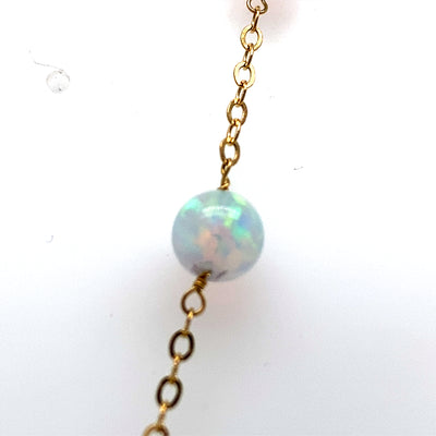 ESTATE Opal Station Necklace in Yellow Gold
