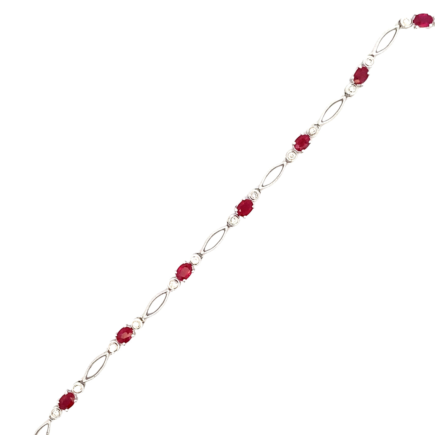 ESTATE Ruby and Diamond Bracelet in White Gold